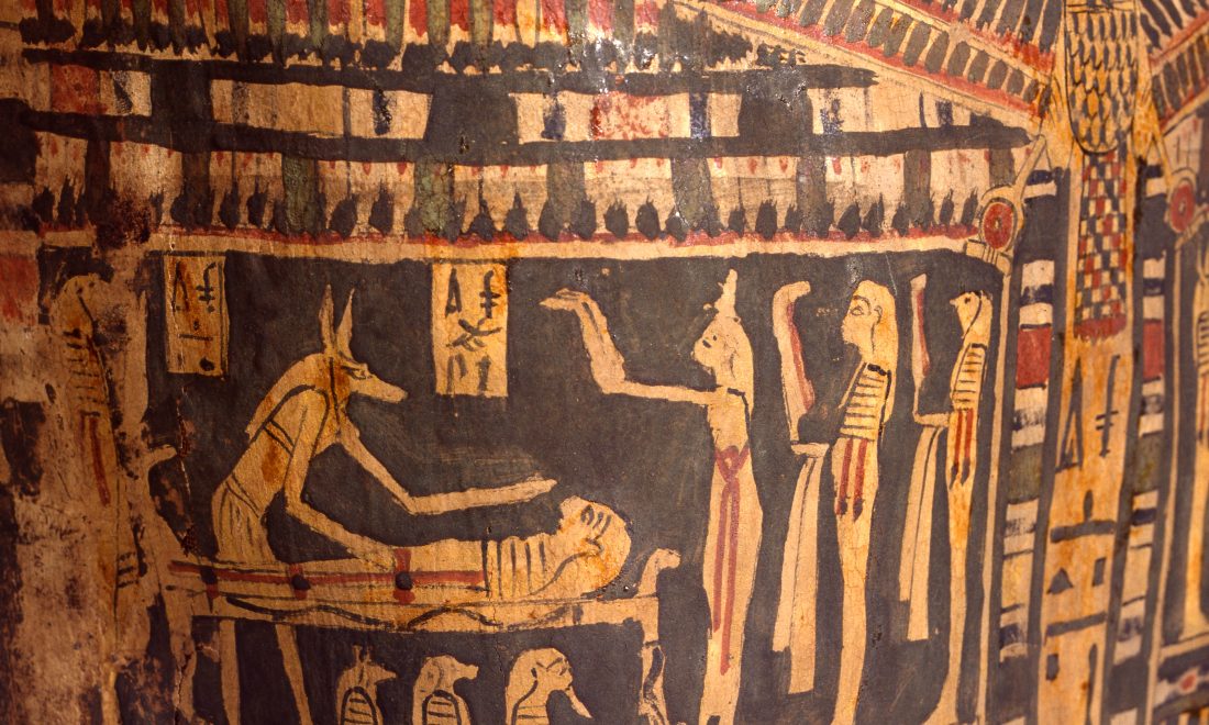 Detail of a mummy case of Pabastet