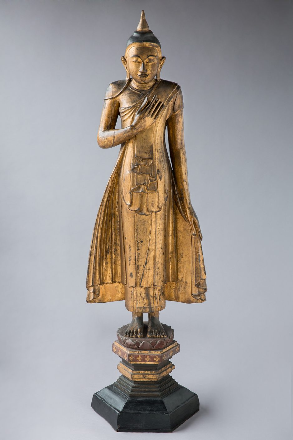 Figure, gold, lacquered showing Siddharta Gautama