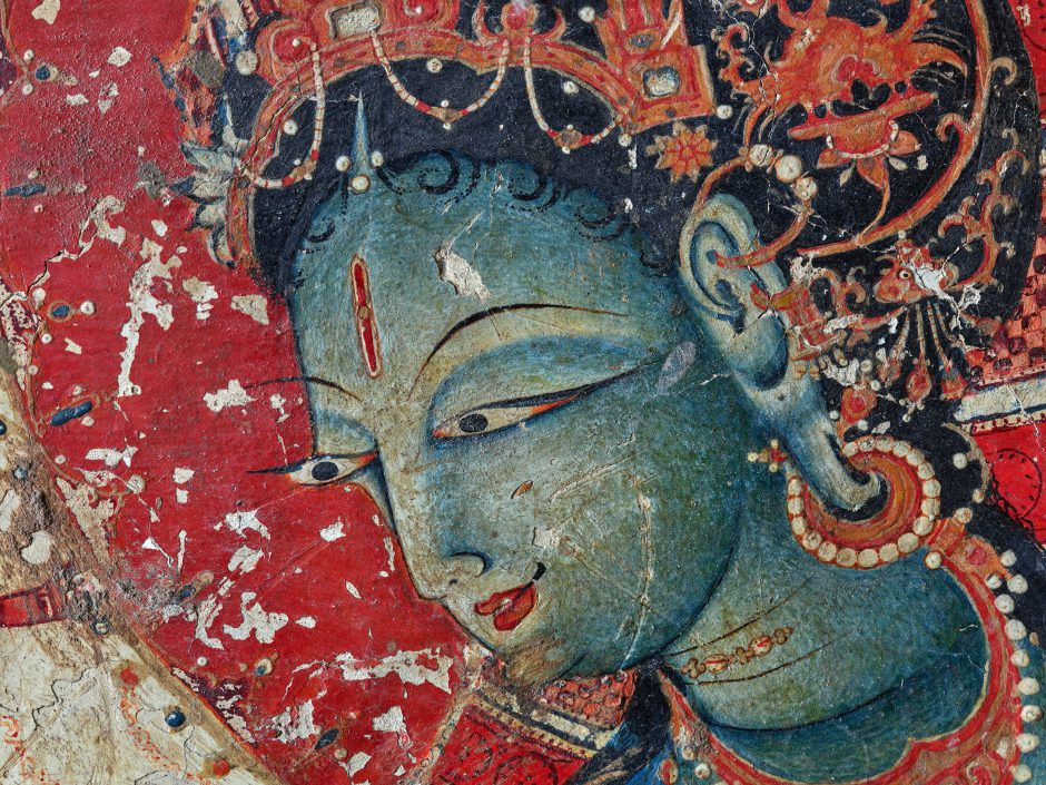 Ancient Painting of green Vasudhara/Tara