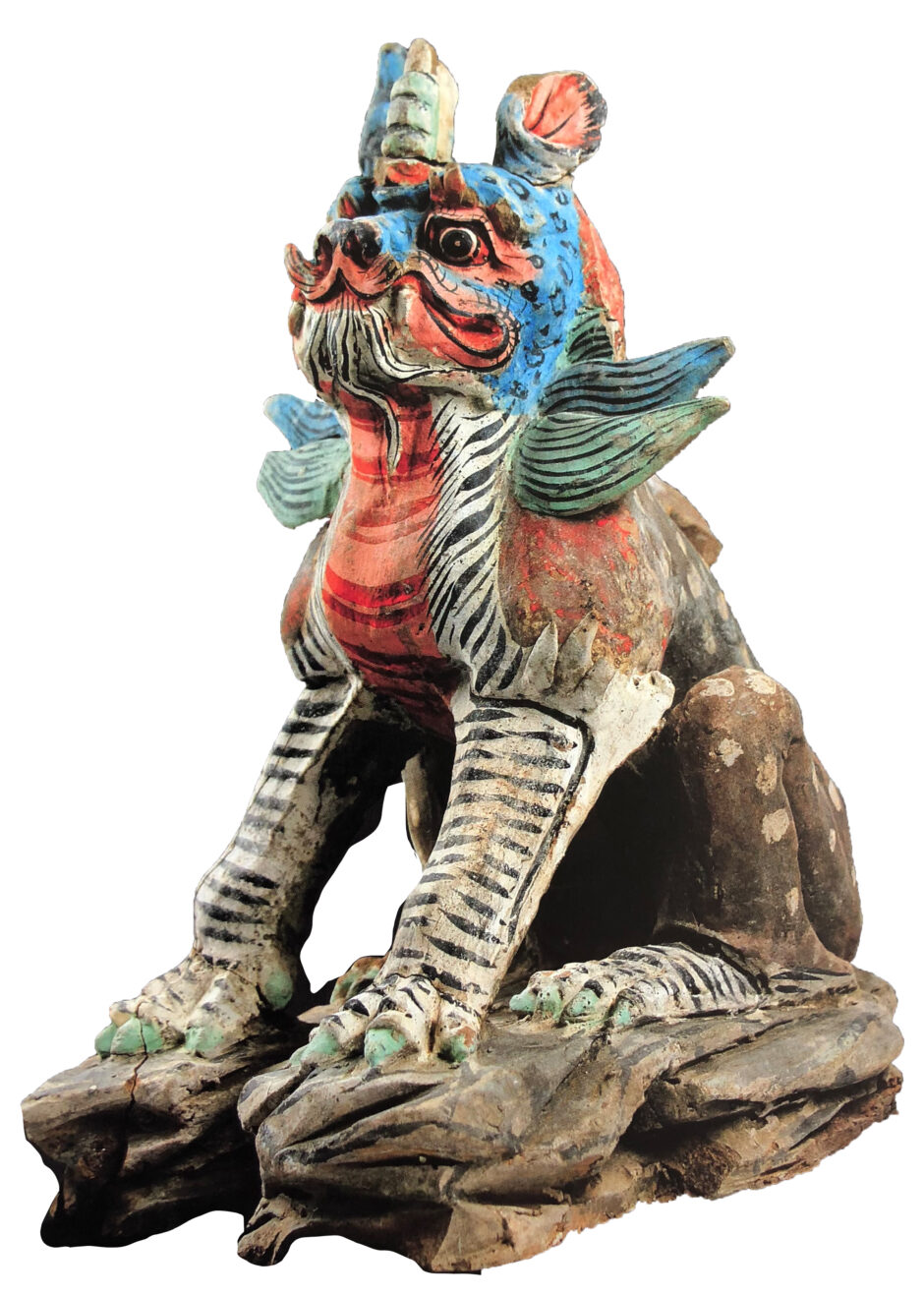 Grabwächterfigur: mythologisches Tier mit Vogelschnabel, Mongolei, 7Jh., Grabfund Shoroon Bumbagar, Leihgabe Kharkhorum Museum – © L. Erdenebold 2011 Grabwächterfigur