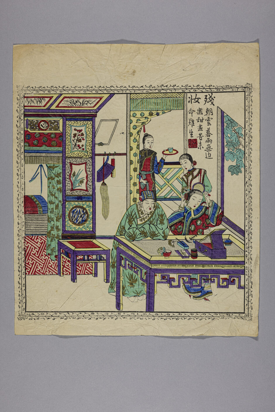 Farbholzschnitt Ruiniertes make-up der Yun Xiangzhai Druckerei, Shanghai, China, um 1900
