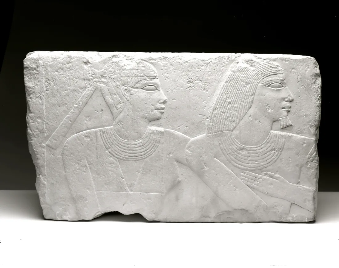 Grabrelief eines Ehepaares, aus Kalkstein