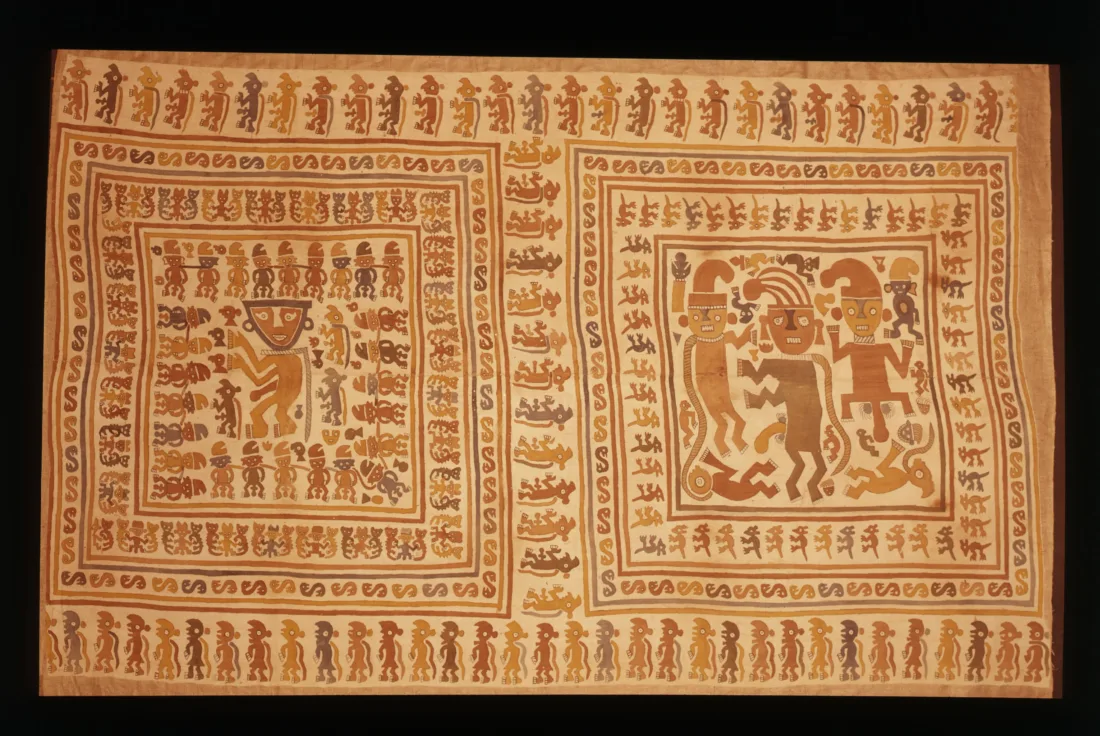 Painted wall hanging depicting prisoners, north or central coast of Peru