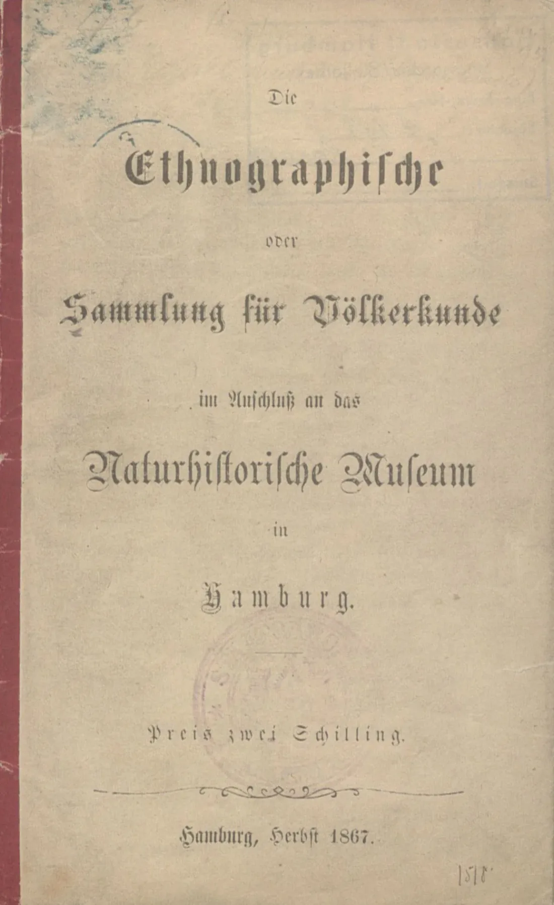 View of the historical collection catalogue, cover 