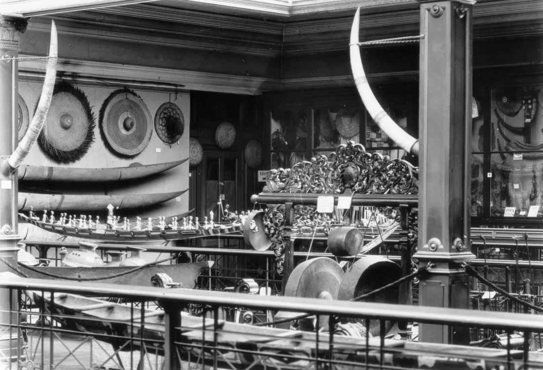 Interior view, Natural History Museum Hamburg around 1890, Collection Culturhistorisches Museum, b/w photography