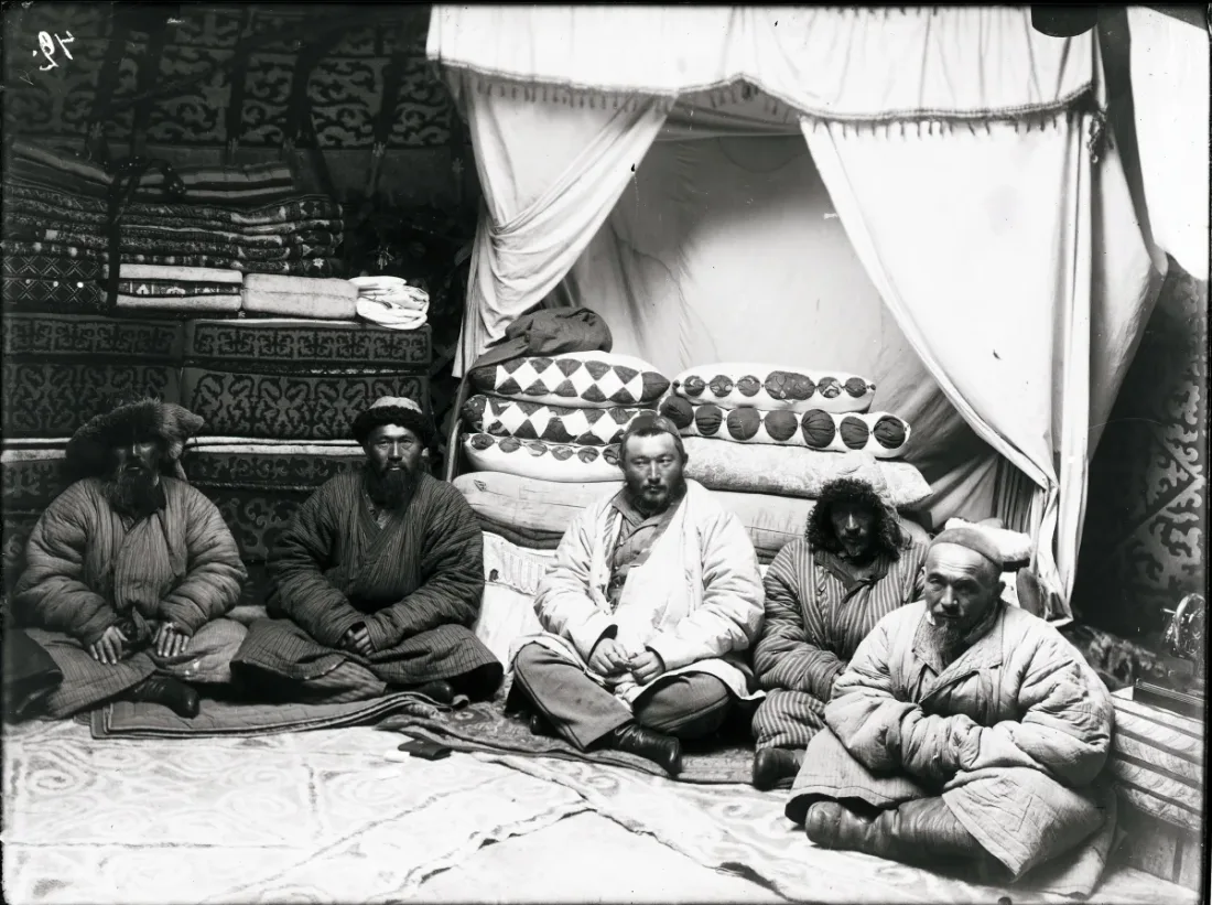 Men in a Kazakh yurt