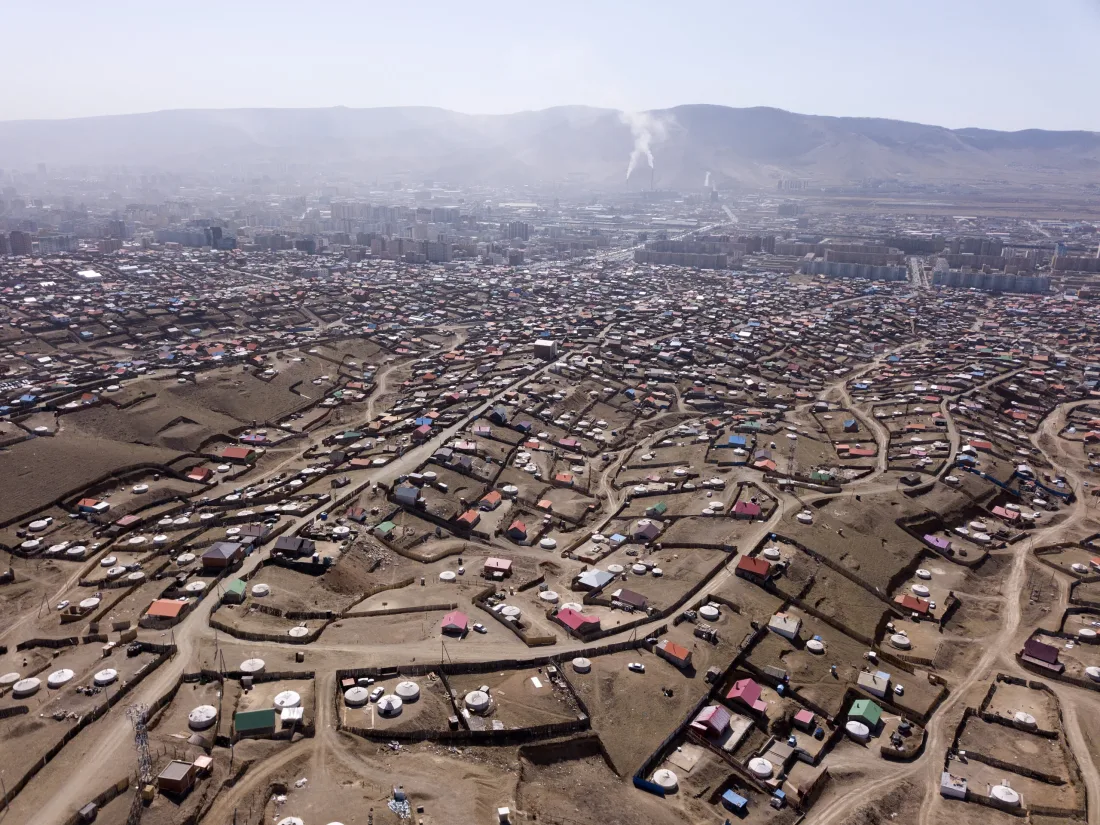 The expanse of the ger-districts, that house the majority of Ulaanbaatar’s population Ulaanbaatar, Mongolia, 2018