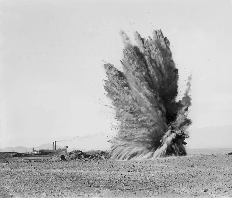 Blasting for saltpetre mining in the Atacama Desert