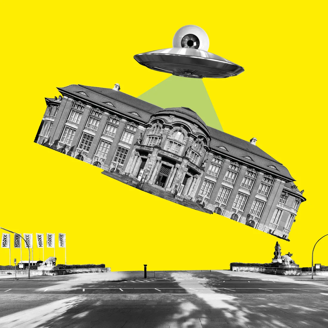 Plakat-Motiv: Sind kurz mal weg... mit fliegendem Museum und Ufo